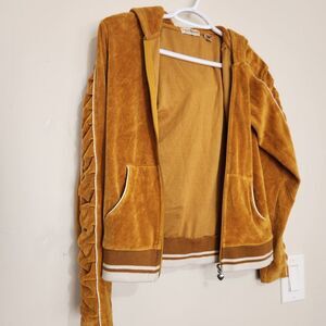 Steve Madden Sweater Size Medium Mustard Color Full Zip Hooded